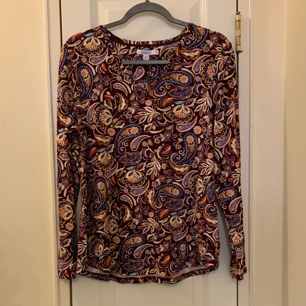 Chico's Multicolor Paisley Long Sleeve Top